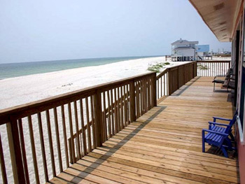 Deck on beach at Isle Call - Gulf Shores Beach House for Rent